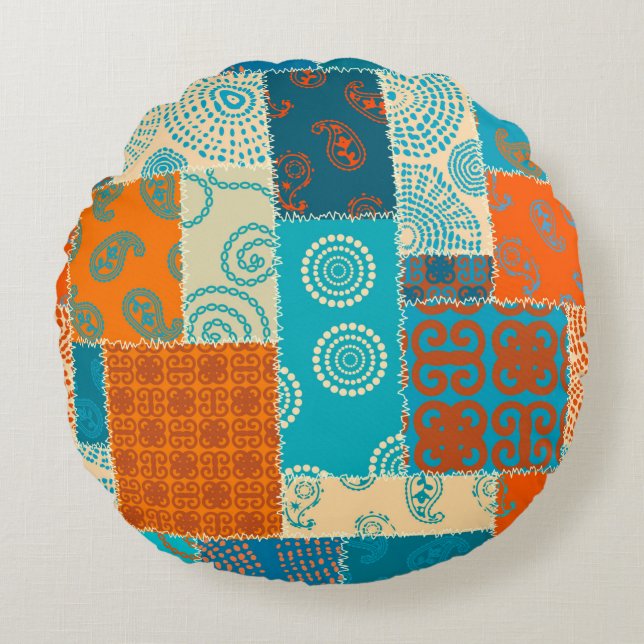 Seamless background pattern. Patchwork pattern in  Round Cushion (Front)