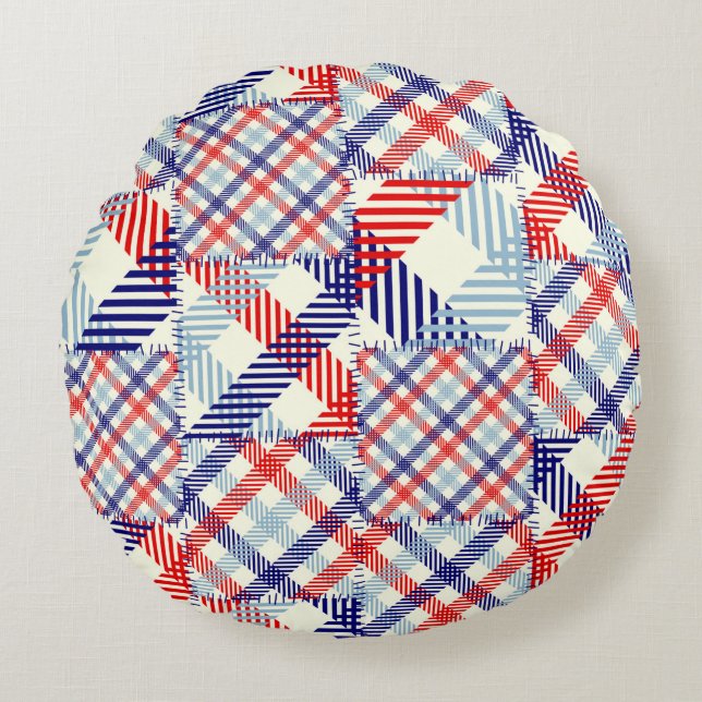 Seamless background pattern. Patchwork pattern of  Round Cushion (Front)
