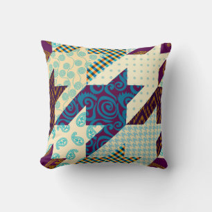 Seamless background pattern. Patchwork pattern. Vi Cushion