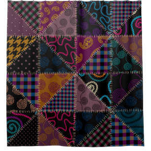 Seamless background pattern. Patchwork pattern. Vi Shower Curtain