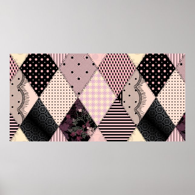 Seamless background pattern. Textile ligerie patch Poster (Front)