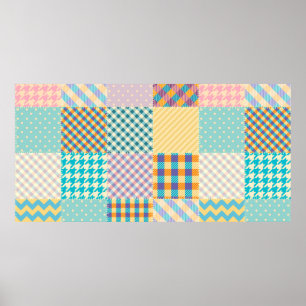 Seamless background pattern. Textile patchwork pat Poster