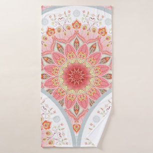 Seamless background with a round ornament. Orienta Bath Towel