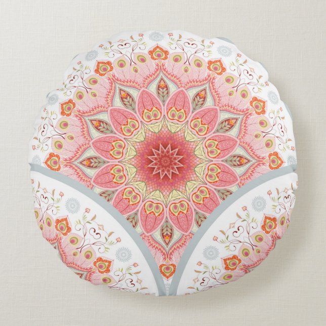 Seamless background with a round ornament. Orienta Cushion (Front)