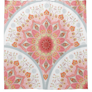 Seamless background with a round ornament. Orienta Shower Curtain
