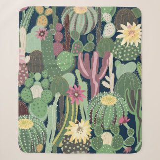 seamless background with cactus sherpa blanket