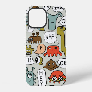 seamless background with cute cartoon monsters iPhone 12 case