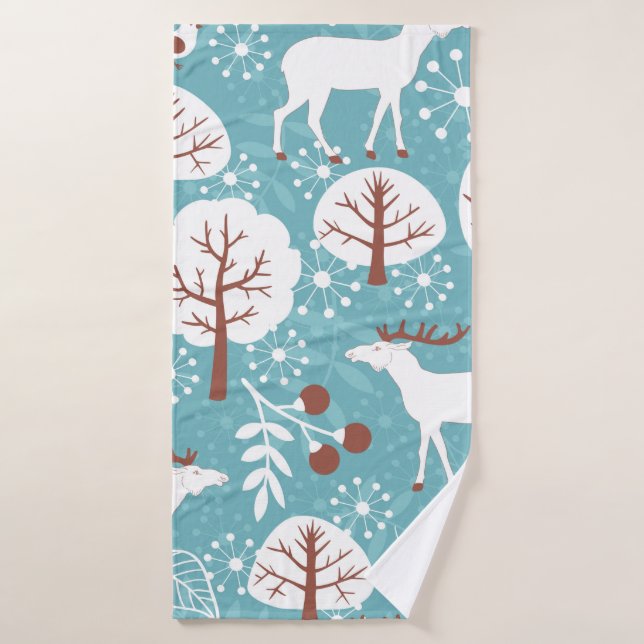 Seamless background with deer for winter and chris bath towel (Bath Towel)