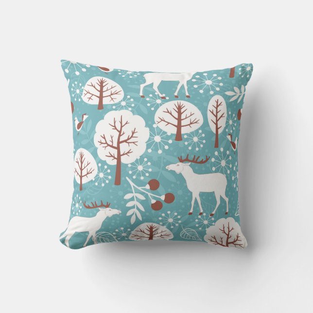 Seamless background with deer for winter and chris cushion (Front)
