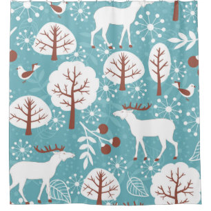 Seamless background with deer for winter and chris shower curtain