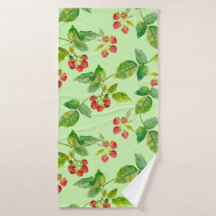 Seamless background with healthy berry - raspberry bath towel