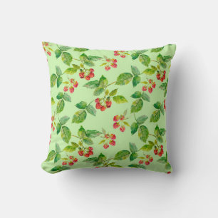 Seamless background with healthy berry - raspberry cushion