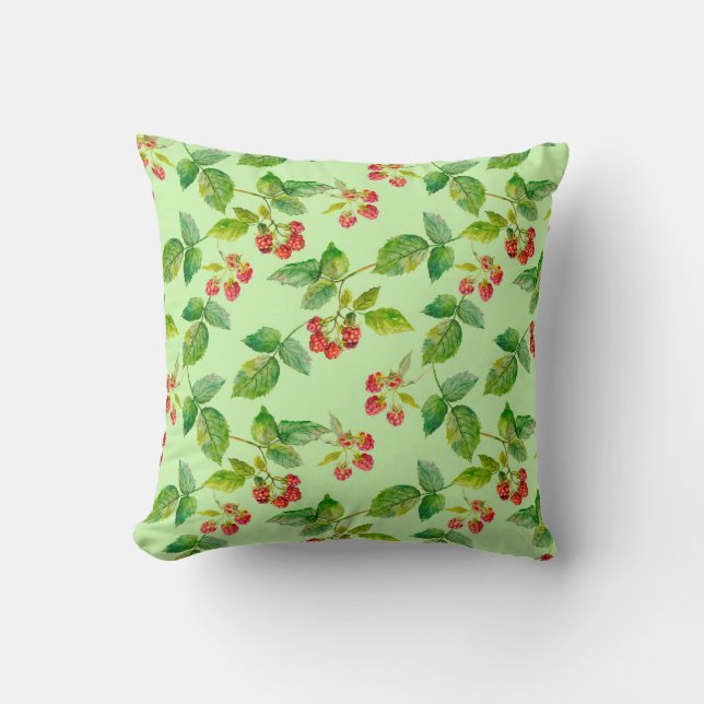 Seamless background with healthy berry - raspberry cushion (Front)