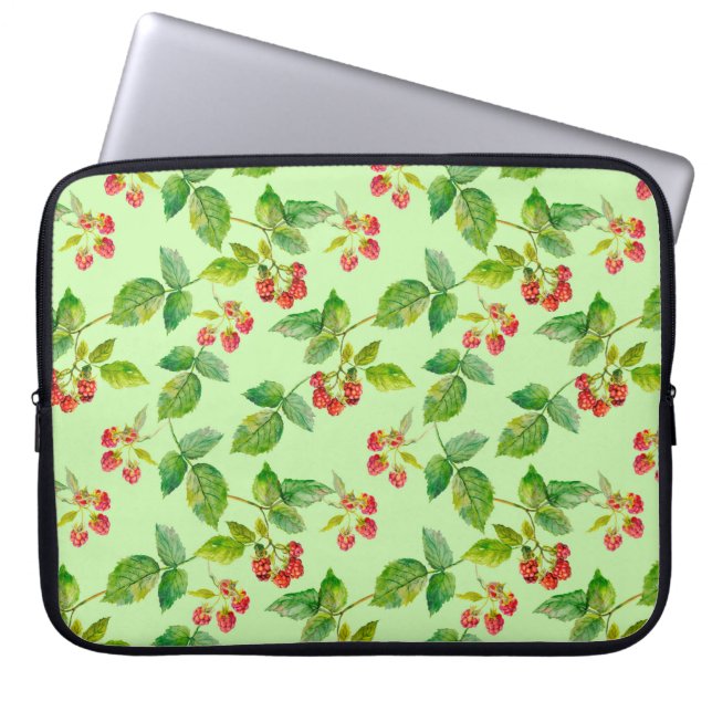 Seamless background with healthy berry - raspberry laptop sleeve (Front)