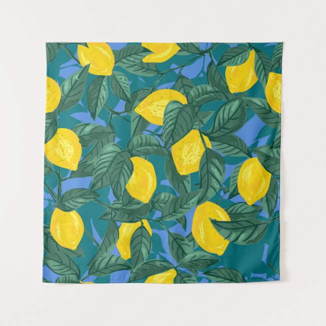 Seamless background with lemons and leaves. Citrus Tapestry (Front)