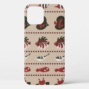 Seamless background with marine life - crab and di iPhone 12 case