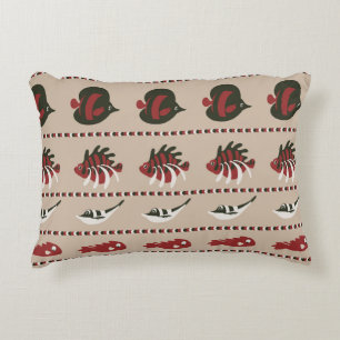 Seamless background with marine life - crab and di decorative cushion
