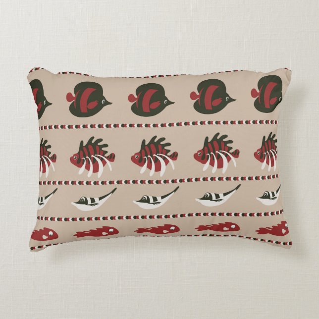 Seamless background with marine life - crab and di decorative cushion (Front)