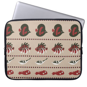 Seamless background with marine life - crab and di laptop sleeve