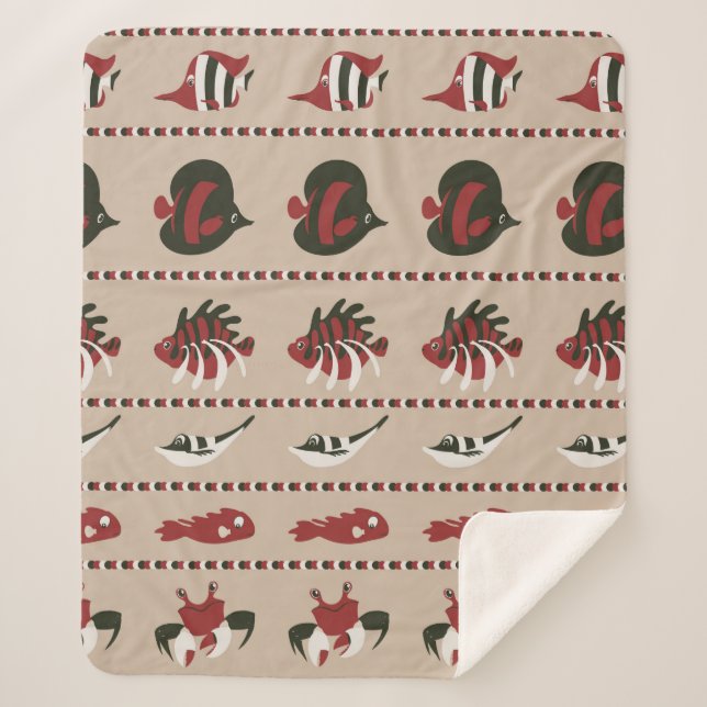 Seamless background with marine life - crab and di sherpa blanket (Front)