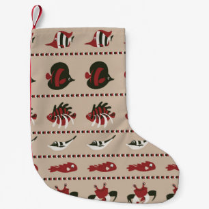 Seamless background with marine life - crab and di small christmas stocking