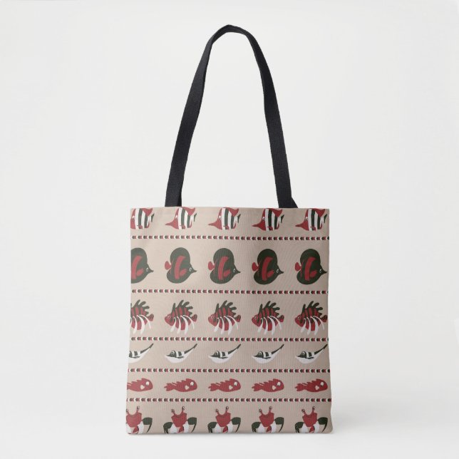 Seamless background with marine life - crab and di tote bag (Front)