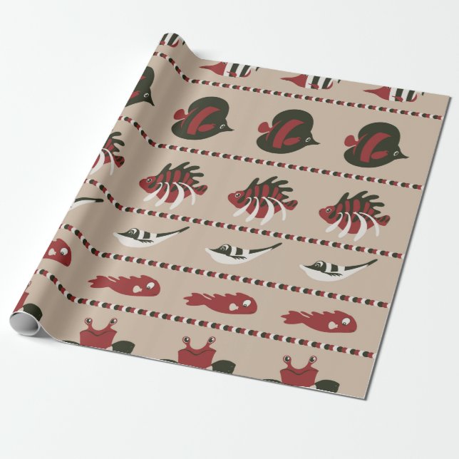 Seamless background with marine life - crab and di wrapping paper (Unrolled)