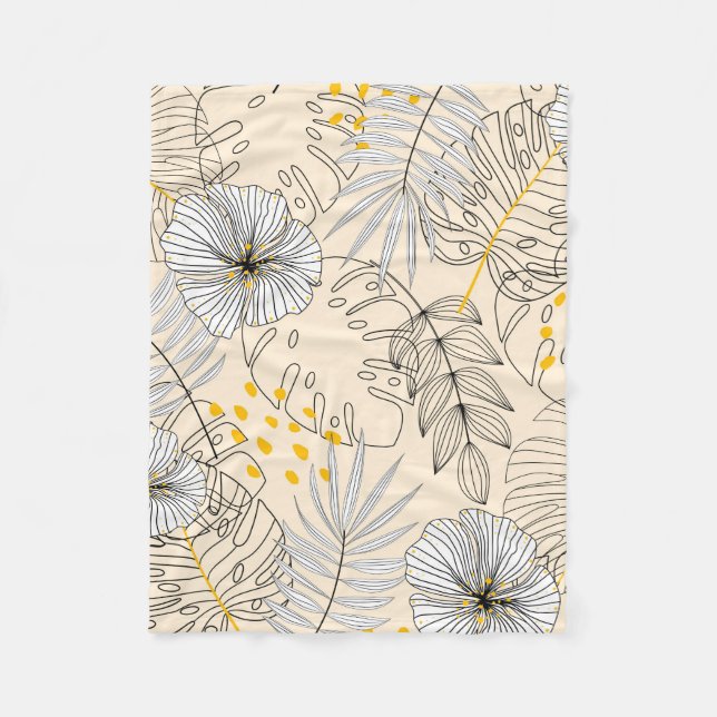 Seamless background with plants,leaves and flowers fleece blanket (Front)