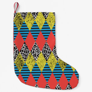Seamless background with rhombus small christmas stocking