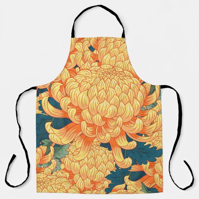 Seamless background with yellow flowers Japanese c Apron (Front)