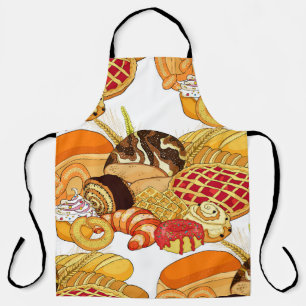 Seamless bakery products, vintage style. apron