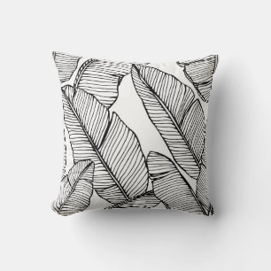 Seamless banana leaf pattern background. Black and Cushion
