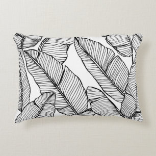 Seamless banana leaf pattern background. Black and Decorative Cushion
