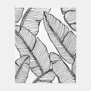 Seamless banana leaf pattern background. Black and Fleece Blanket