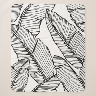 Seamless banana leaf pattern background. Black and Sherpa Blanket