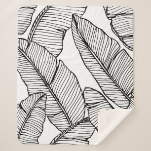 Seamless banana leaf pattern background. Black and Sherpa Blanket