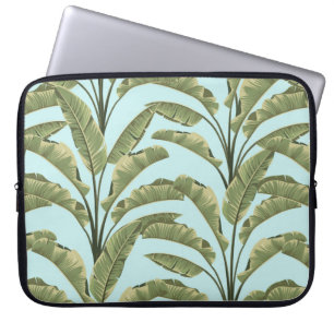 Seamless banana leaves. Vintage tropical pattern b Laptop Sleeve