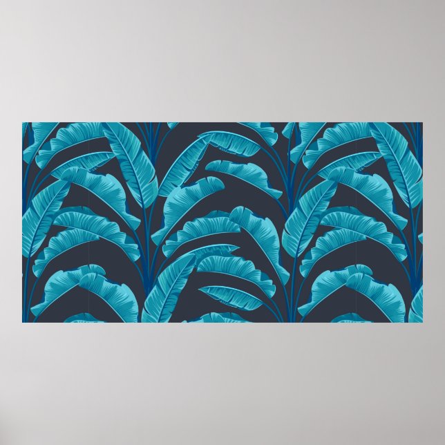 Seamless banana leaves. Vintage tropical pattern b Poster (Front)