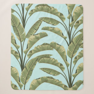 Seamless banana leaves. Vintage tropical pattern b Sherpa Blanket