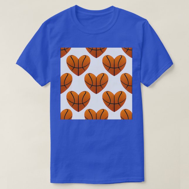 Seamless Basketball Hearts T T-Shirt (Design Front)