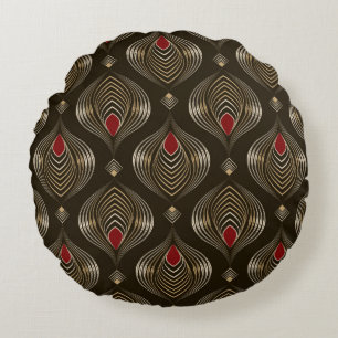 Seamless beautiful antique bronze pattern vintage round cushion