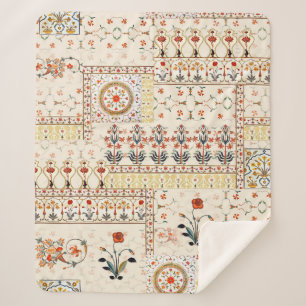 Seamless beautiful mughal floral with ethnic paisl sherpa blanket