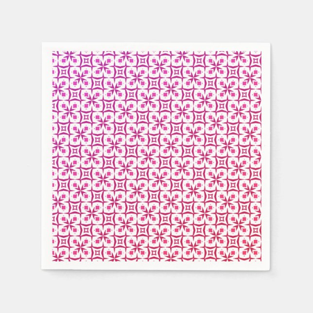 Seamless beautiful pink floral print party napkin (Front)