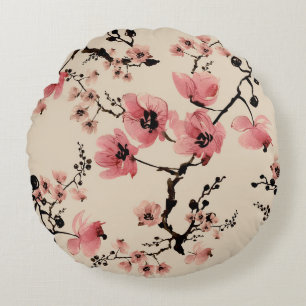 Seamless beautiful print of watercolor flowers. St Round Cushion