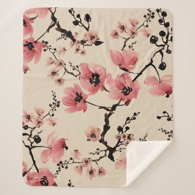 Seamless beautiful print of watercolor flowers. St Sherpa Blanket (Front)