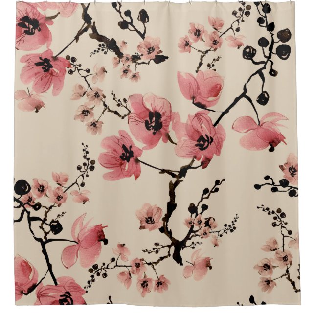 Seamless beautiful print of watercolor flowers. St Shower Curtain (Front)