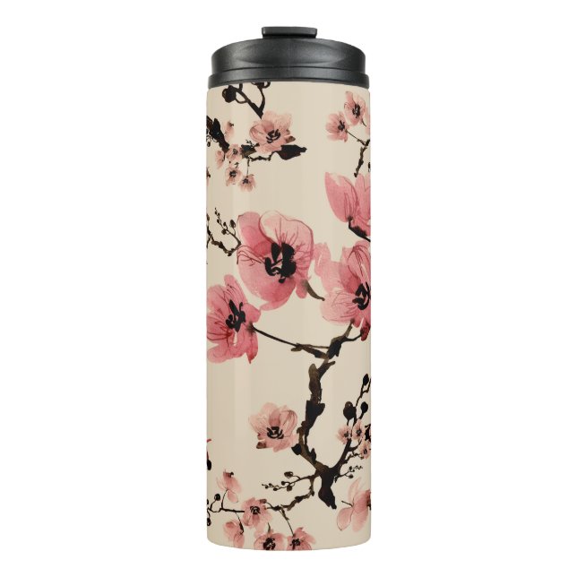 Seamless beautiful print of watercolor flowers. St Thermal Tumbler (Front)