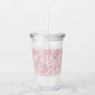 Seamless beautiful vintage lace lacy flowers pink acrylic tumbler
