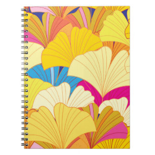 Seamless beautiful Vintage pattern of yellow gingk Notebook
