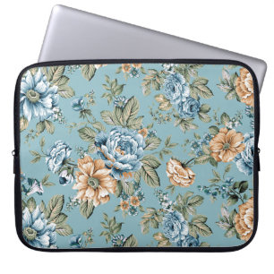 Seamless beautiful watercolor botanical flower wit laptop sleeve